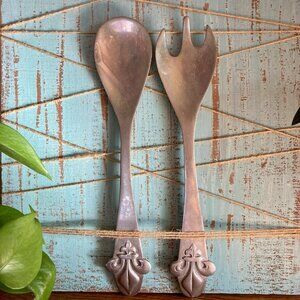 VTG 1990’s Mariposa Serving Utensils Salad Fork & Spoon Set Fleur De Lis